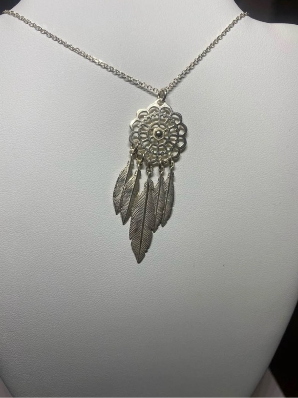 Sterling Silver Dreamcatcher Pendant Necklace -Women Jewelry